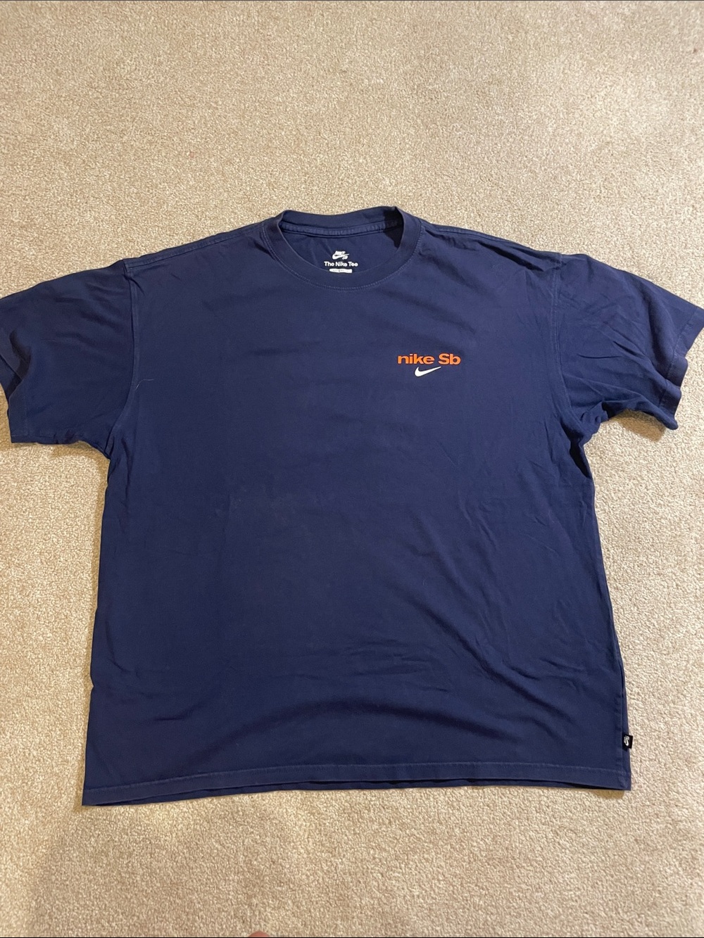Nike SB Navy Short Sleeve Loose Fir Tee with Orange Logo